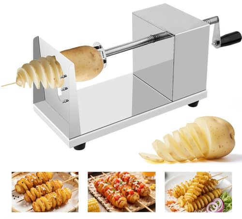 KINGHON Spiralschneider Kartoffelschneider, Edelstahl Kartoffelspiralenschneider mit Rutschfester Griff, Spiralkartoffelschneider für Obst, Tornado Chips, Gurken Oder Karotten