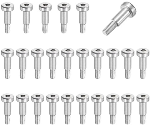 QUARKZMAN 26Pz Bulloni Spalla Acciaio Inossidabile 304 Diametro 5mm Lunghezza 10mm Filettatura M4x0.7 Bulloni Spalla Con Testa Esagonale Per Industrie Macchinari Idraulici E Stampi