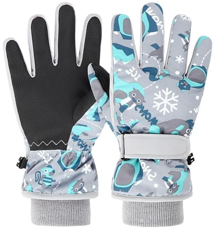 HTTDSLF Guantes de Esquí para Niños, Guantes de Nieve Niño Niña, Guantes de Nieve Impermeables para Invierno, para Niños y Niñas de 7 a 9 Años