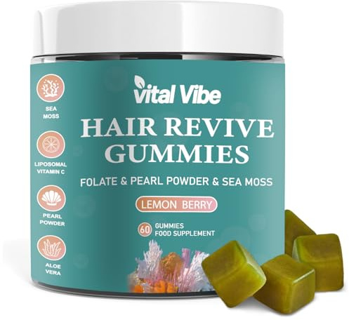 Biotin Hair Growth Vitamin Supplement with 5000mcg for Women or Men | Support Skin Collagen & Nails | Biotin High Strength with Folate, Sea Moss & Pearl Powder | Vegan 60 Gummies