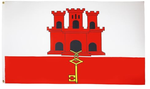 AZ FLAG - Drapeau Gibraltar - 150x90 cm - Drapeau Gibraltarien 100% Polyester Avec Oeillets Métalliques Intégrés - Pavillon 110 g