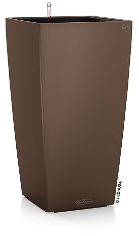 LECHUZA CUBICO Color 40, muskot, högkvalitativ plast, inklusive Bevattningssystem, avtagbar plantinsats, för inomhus- och utomhusbruk, 13151