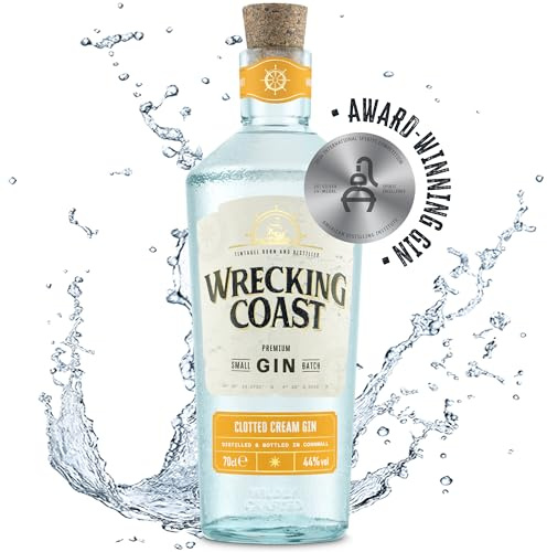 Wrecking Coast Clotted Cream Gin – Unique Cornish Craft Spirit with Smooth Creamy Finish, Distilled in North Cornwall, Perfect Gin Gift 70cl, 44% ABV