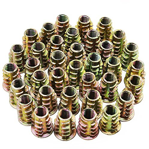 Hseamall 50PCS M6 Dadi esagonali in lega di zinco Dadi filettati Inserti filettati per mobili in legno