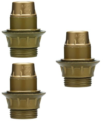 FINELED Small Edison Screw E14 Lamp Holder,3 PackE14 Pendant Socket & Lampshade Collar Ring (Gold)