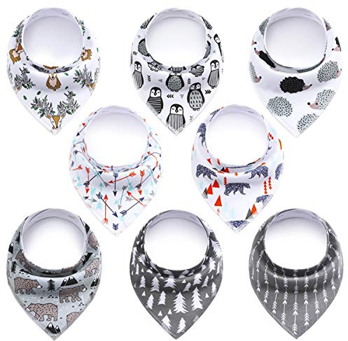 SONARIN Baby bandana dregel haklappar dregelhaklappar för pojkar, dregel och tandsprickning, superabsorberande organisk bomull bandana haklappar, 8-pack