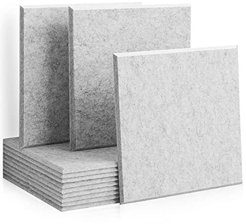 Rdutuok 12 Paneles Absorción Acústica 30 x 30 x 1 cm acústicos alta densidad Azulejos con bordes biselados, excelentes Para Estudio Grabación,Oficina,Decoración de pared (Gris plateado)
