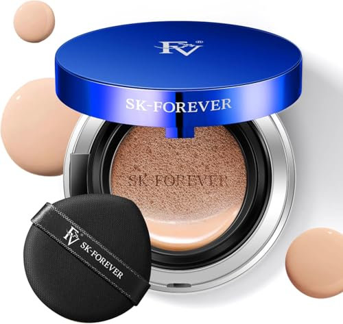 Air Cushion Foundation, FV BB Cream CC Cream Flüssige Grundierung,Concealer mit natürlicher Deckkraft, feuchtigkeitsspendend, ölkontrollierend lang anhaltender, gleichmäßiger Hautton für trockene Haut