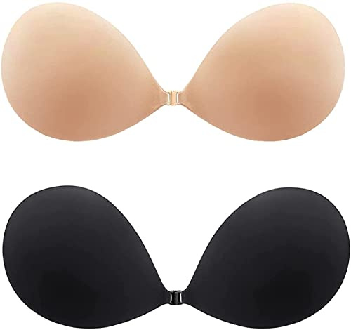 Ronronner 2-pack silikon osynlig behå, självhäftande behå, självhäftande behå, baksida av silikon BH, dam natt festivaler för bekväm, återanvändbar bh