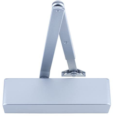 IRONZONE Size 2-4 Door Closer C/W Back Check & Delayed Action - Flat ARM and Body - SEMI RADIUSED Cover (Silver)