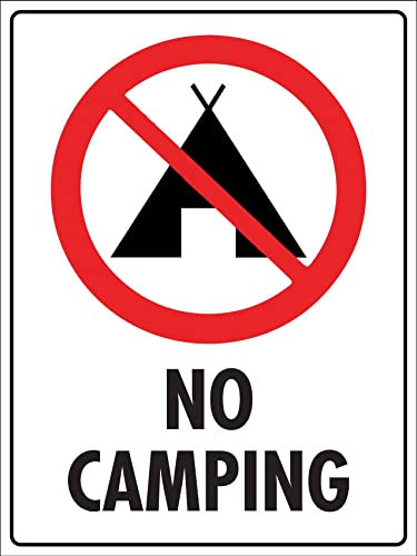 Señal De Advertencia, Prohibido Acampar Cartel Prohibido Impermeable Cartel De Metal Resistente Placa Metal Para Oficina Garaje,20X30Cm