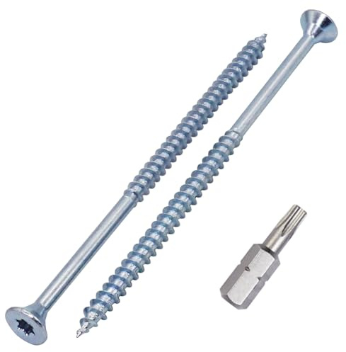 SKIR'CO (150 uds) Tornillos para madera de acero galvanizado 5,0 x 100 mm, Torx de cabeza avellanada, tornillos para aglomerado, parcialmente roscados
