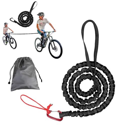 Madlife Garage Fahrrad Abschleppseil Schwarz Elastisch 1,7m x 3m 500 lbs / 225 kg Nylon Polyester Karabiner