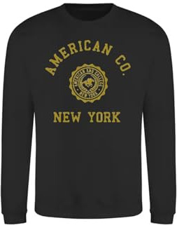 AMERICAN COLLEGE USA Tröja tröja med tryck varma kläder unisex barn pojkar och flickor casual modell ACSCRW4 svart 10 år, svart, 10 �r