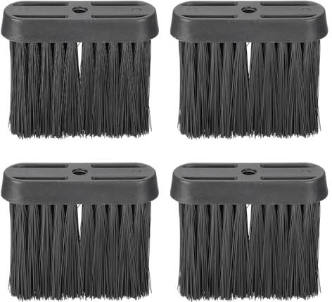 PATIKIL Fireplace Brush Replacement Head, 4 Pcs Plastic Oblong Broom Brush Soft Bristles Brush Head for Cleaning Fireplace Dusting Furniture Brushes, Black