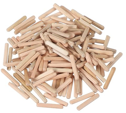 PATIKIL Perni di tasselli in legno, 4 mm x 25 mm, dritti, scanalati, per artigianato, mobili, fai da te, legno duro, conteggio 200