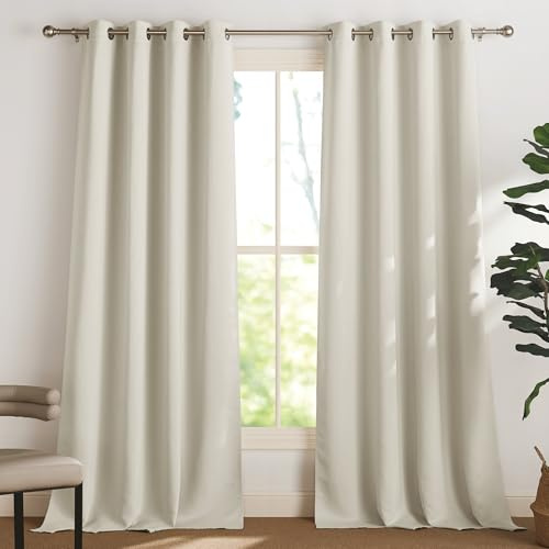 PONY DANCE Cortinas Termicas Aislantes Opacas para Salon 140x240cm, Curtains Blackout con Ojales para Dortmitorio Matrimonio/Comedor 2 Piezas,Beige Claro