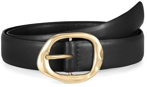 JASGOOD Ceinture Femme Cuir avec Boucle Doreé Réglable Ceinture Mode Élégant pour Femme pour Jeans Pantalons Robes