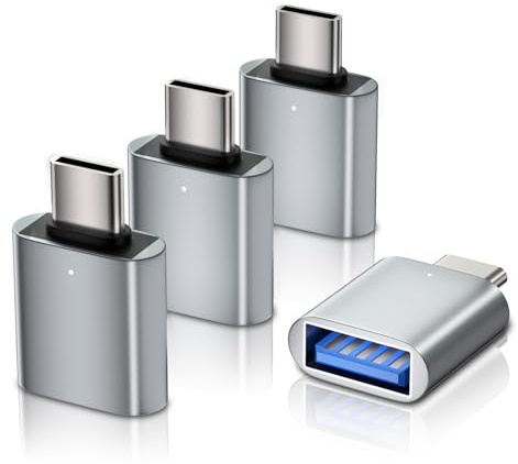 Adattatore USB C a USB, 4 pezzi, da USB C a USB di tipo A, adattatore OTG per Apple MacBook Pro/Air,i-Pad,Samsung Galaxy S25 ecc