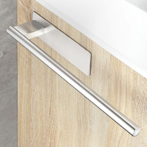 OETAMS Porte Serviette Salle De Bain sans Percage, 39CM Mural Porte-Serviettes Adhesif, Acier Inoxydable Support de Serviettes, Towel Rail Holder Brossé Argent