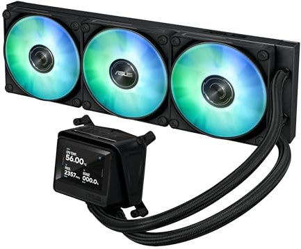 ASUS MAX Gaming LC ARGB LCD 360mm AMD/Intel Gaming Liquid CPU Cooler | 360mm, Pre-installed & daisy-chainable ARGB fans, copper micro-channel cold plate, 2.4 LCD, Intel LGA1851/1700 & AMD AM5/AM4