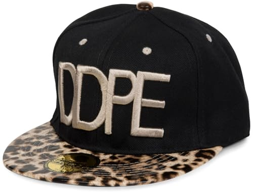 styleBREAKER Snapback Cap DDPE im Leo Design mit Schlangen Prägung, Baseball Cap, verstellbar, Unisex 04023034, Farbe:Schwarz-Beige