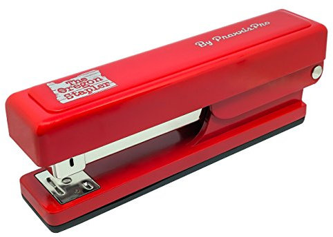 praxxispro, der Oregon Hefter, gebaut in den USA, schwere Pflicht, eingebautem Entklammerer, Heftklammern 2 bis 25 Blatt, inklusive Box von Heftklammern, staufreies Heftung rot