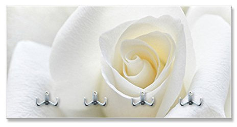 motivX-Ideenwerkstatt Design Wandgarderobe VESTIMA mit Motiv - Weisse Rose