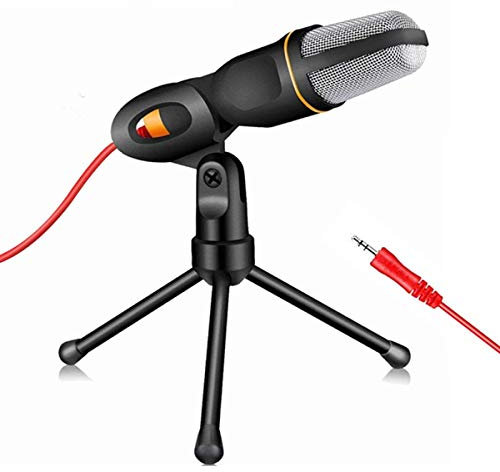 PC Microphone, 3.5mm Jack Condenser PC Recording Mic with Tripod Stand for Gaming, Singing,Podcast, Skype Chatting, YouTube Videos, Voice Overs and Streaming (Black)