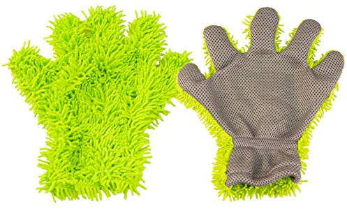 Auveach 2pcs Car Wash Mitts Cleaning Hand Gloves Microfiber Chenille Household Tools (2 Colors Random)