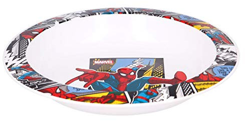STOR Assiette creuse originale Marvel Spiderman en plastique rigide pour jeunes enfants, passe au micro-ondes et sans BPA.