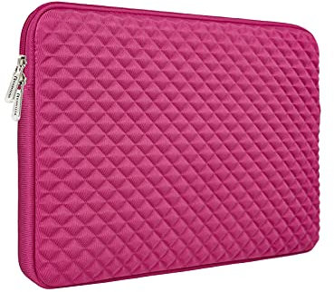 RAINYEAR 14 pollici laptop sleeve Custodia imbottita antiurto Fodera soffice Copertura protettiva Custodia da trasporto Compatibile con notebook da 14 pollici Ultrabook Computer Chromebook(Rosa Scuro)