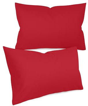 npluseins unifarbene Kissenbezüge im Doppelpack und dezentem Design 1154.1498, ca. 40 x 60 cm, rot