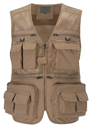Btmpmcs Homme Gilet de Pêche Sans Manches Veste avec Multi-Poches Gilets de Loisirs en Maille Léger Respirant à Séchage Rapide Gilet de Plein air Veste de Sport de Photographie