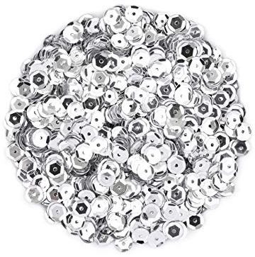 Naler 2800pcs Loose Sequins Grey Glittering Spangles for Crafts Sewing Clothing Decorating Wedding Christmas, 6MM