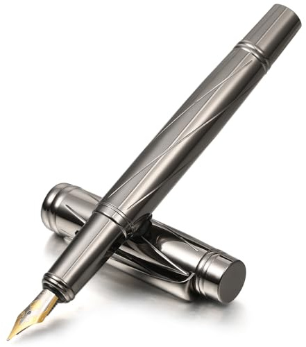 Amaxiu Luxus Füllfederhalter aus Metall, robuster Stift mit feiner Spitze, kompatibel mit 3,4 mm Tintenpatronen, Executive Kalligrafiestift, Geschenk für Männer Büro Schule Schreiben