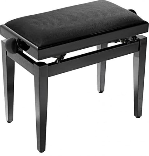 Stagg Black High-Gloss Height Adjustable Piano Bench WITH Black Velvet Top