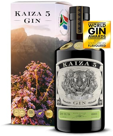 KAIZA 5 GIN – 0,5 l - 43% | La ginebra galardonada de Sudáfrica/Ciudad del Cabo | Fresca, suave, exótica con grosella negra y pomelo | SUNRISE