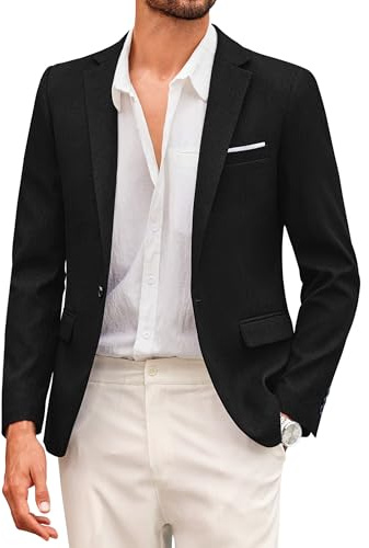 COOFANDY Chaqueta deportiva para hombre, moderna, para tiempo libre, 1 botón, chaqueta de traje de negocios, corte regular, Color negro., XL