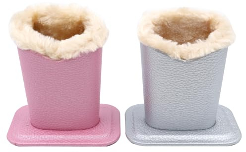 Ieron 2 pcs Support de Lunettes, Étui de Support de Lunettes en Cuir PU Doublé de Peluche de Velours Moderne (Rose, Argent)