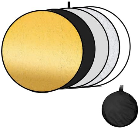 CXNXFD Reflector 5 en 1, 60 cm, reflector de luz de 24 pulgadas, reflector plegable, reflector de fotos, utilizado para selfies, fotografía de bodas, fotografía al aire libre