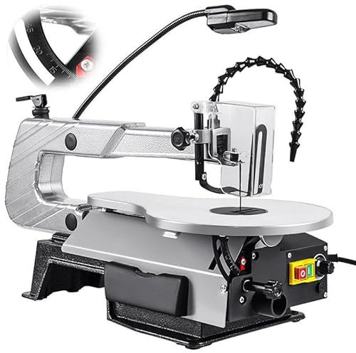 Scie à Chantourner à Vitesse Variable De Bureau 150W, Machine De Découpe Sans Poussière Inclinable à 45°, Tension De Lame De Scie Réglable + Lampe De Travail