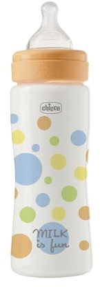 Chicco Biberón Perfect Easy Fast Flow, con tetina Physio de silicona suave y acabado Soft Sense, anticólicos, reduce la regurgitación y la irritabilidad, biberón de plástico de 330 ml, 4m+, niño