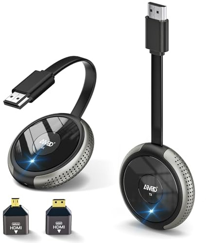 Wireless HDMI Transmitter 4K, HDMI Wireless Transmitter and Receiver HD 1080P output, AIMIBO 165FT/50M Receiver Sender Streaming Video Audio from PC/Laptop/Box/DSLR/You-Tube to HDTV/Projector/Monitor