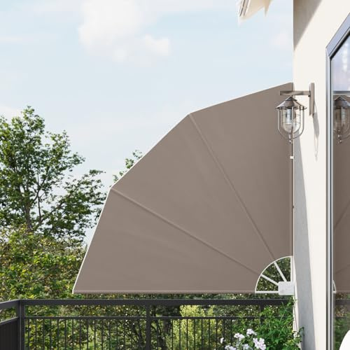Gecheer Balkon Sichtschutz Taupe 140 x 140 cm Stoff Balkonfächer klappbar Sichtschutz Windschutz für Balkon Terrasse Garten