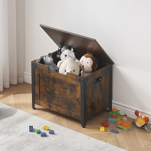 Hapihom Banc avec espace de rangement, coffre à jouets de 60 cm avec couvercle et charnière de sécurité, coffre à linge avec siège, charge maximale : 136 kg, coffre de rangement pour chambre d'enfant