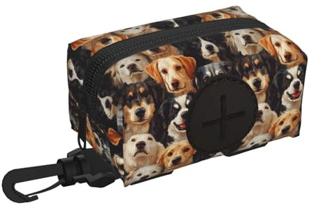 Soporte para bolsas de excrementos de perro para correa, suave, ligero, bonito impreso, dispensador de rollos de bolsas de residuos de perro, cierre de , accesorios para caminar con cremallera y