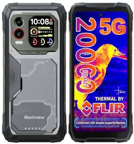 Blackview Xplore 1 Pro 5G Imagerie Thermique (Lepton3.5) Smartphone Incassable, 20000mAh 36Go+256Go/2To TF Téléphone Portable Incassable, Dimensity 7050, 6,78 2,4K 120Hz 64MP+50MP, IP69K/OTG/NFC/GPS