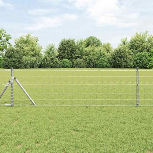 Staket med stolpar silver 0,8 x 10 m, robust trädgårdsstaket, väderbeständiga gallerstängsel paneler för utomhusbruk, enkel installation, insynsskydd, gårdsgräns