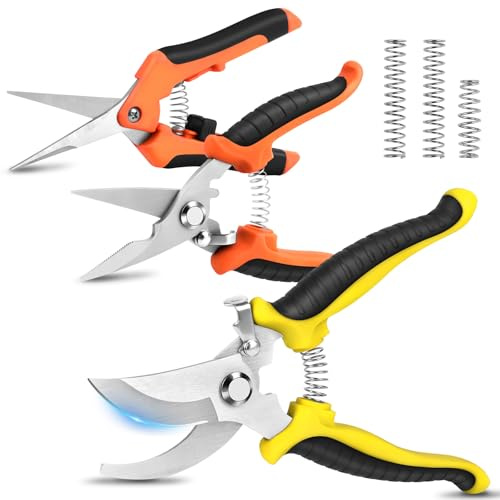 Ainiv 3 PCS Forbici da Potatura da Giardino, Set di Forbici da Giardino, Forbici da Potatura da Giardinaggio in Acciaio Inossidabile, Manici Rivestiti in PP Antiscivolo, per Piante, Siepi e Fiori